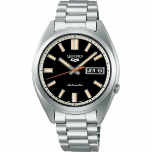 Reloj Seiko 5 Sports Snxs Style 37.5mm esfera negra automatico 4R acero 100m water resistant  - SRPK89K1