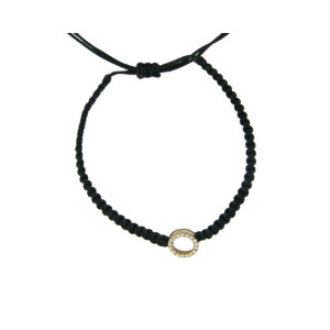 Pulsera oro rose brillantes 0,11k. nylon - R38P