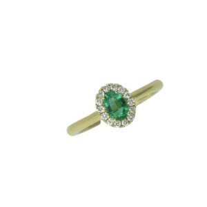 Anillo oro amarillo 0.49k esmeralda 0.13k brillantes - V-3366/S/E